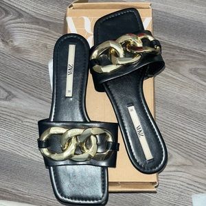 Zara black chain sandals